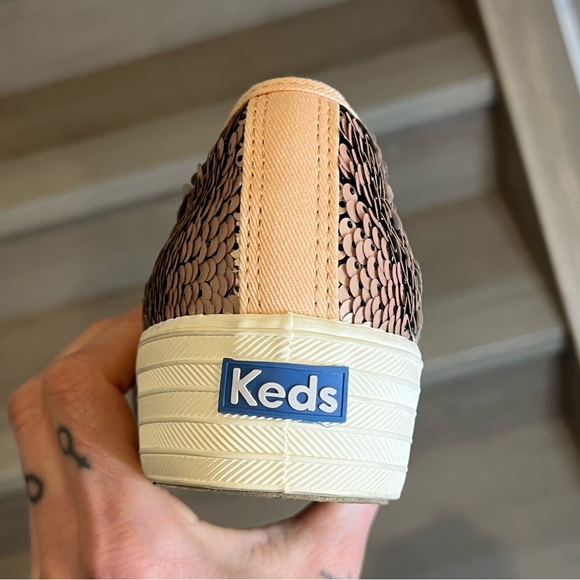 Rare KEDS Rose Gold Sequin Transformer Slip-On Sneakers - Size 8.5 - Picture 11 of 16